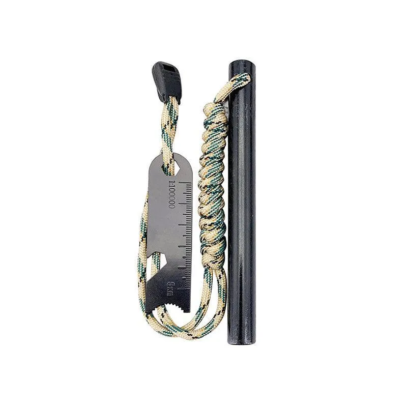 Ferrocerium Flint Rod 15Cm X 1.3Cm Survival Fire Starter With Striker Para-Cord
