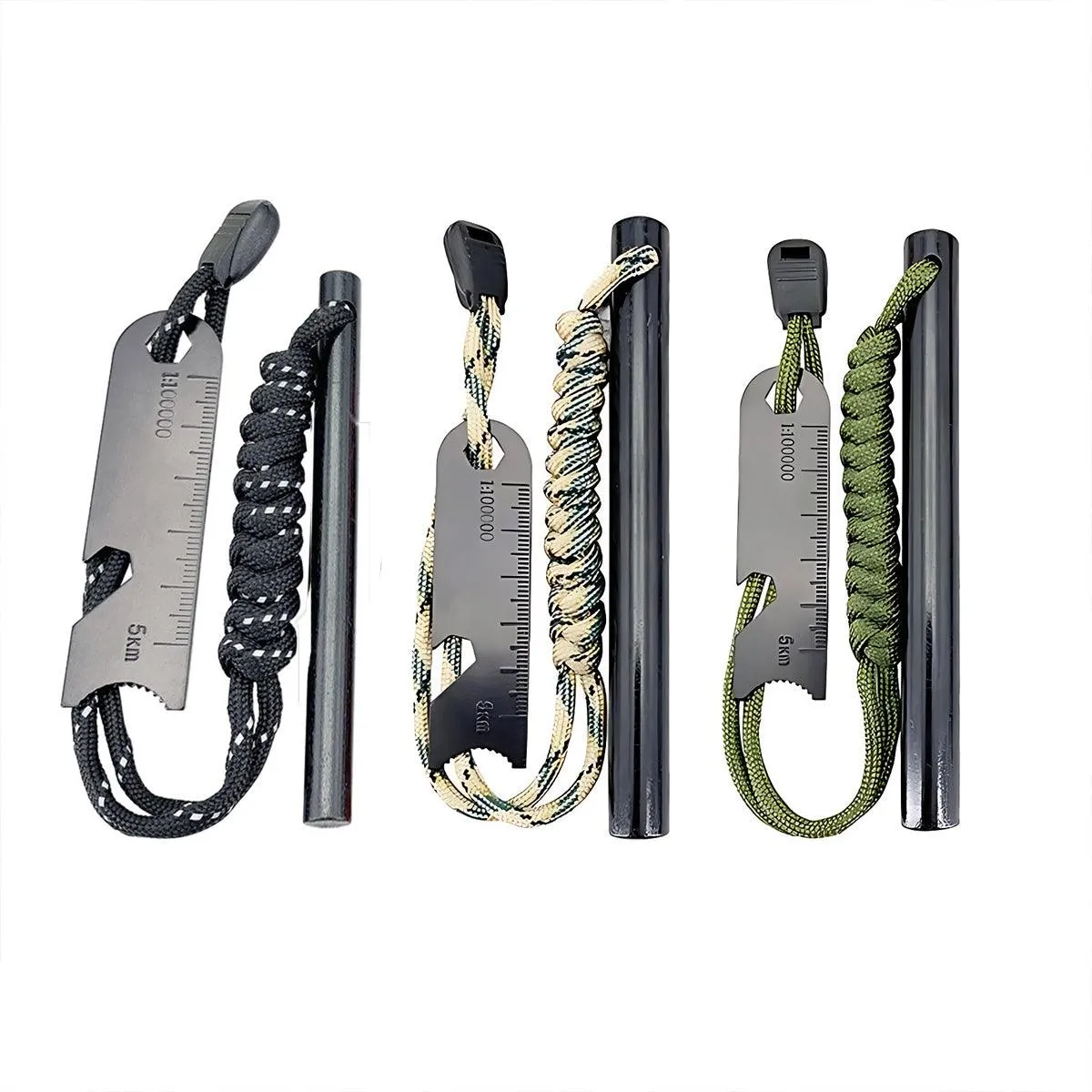 Ferrocerium Flint Rod 15Cm X 1.3Cm Survival Fire Starter With Striker Para-Cord