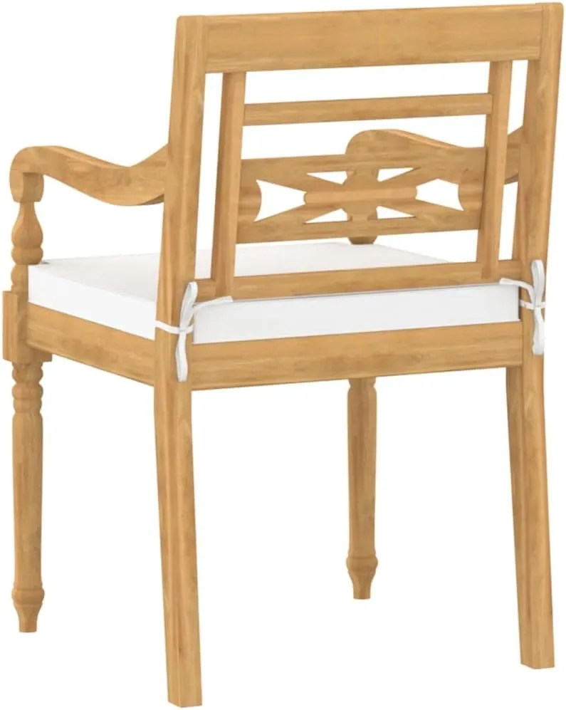 fire Pit Chairs,high Chair,Patio Furniture,Beach Chair,Batavia Chairs 6 pcs with Cushions Solid Teak WoodFor Gardens, patios, Balconies