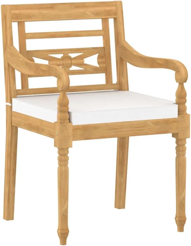 fire Pit Chairs,high Chair,Patio Furniture,Beach Chair,Batavia Chairs 6 pcs with Cushions Solid Teak WoodFor Gardens, patios, Balconies