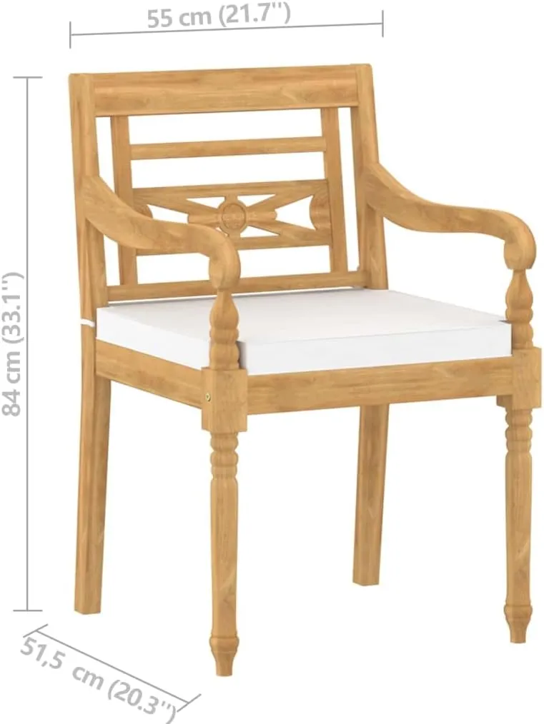 fire Pit Chairs,high Chair,Patio Furniture,Beach Chair,Batavia Chairs 6 pcs with Cushions Solid Teak WoodFor Gardens, patios, Balconies