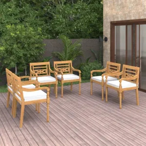 fire Pit Chairs,high Chair,Patio Furniture,Beach Chair,Batavia Chairs 6 pcs with Cushions Solid Teak WoodFor Gardens, patios, Balconies