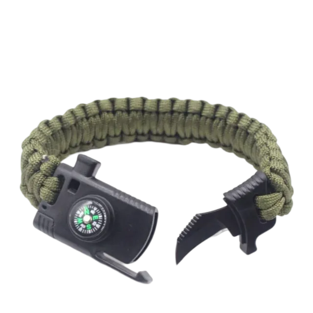 Fire Starter Compass Whistle Survival Multifunction Paracord Knife