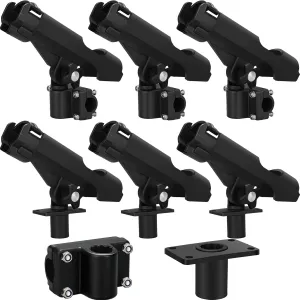 Fishing Rod Holder for Boat Adjustable Rod Racks with Side Mount Bulk Swivel Pole Holders for Boats with Combo Mount, Fishing Accessories, Black