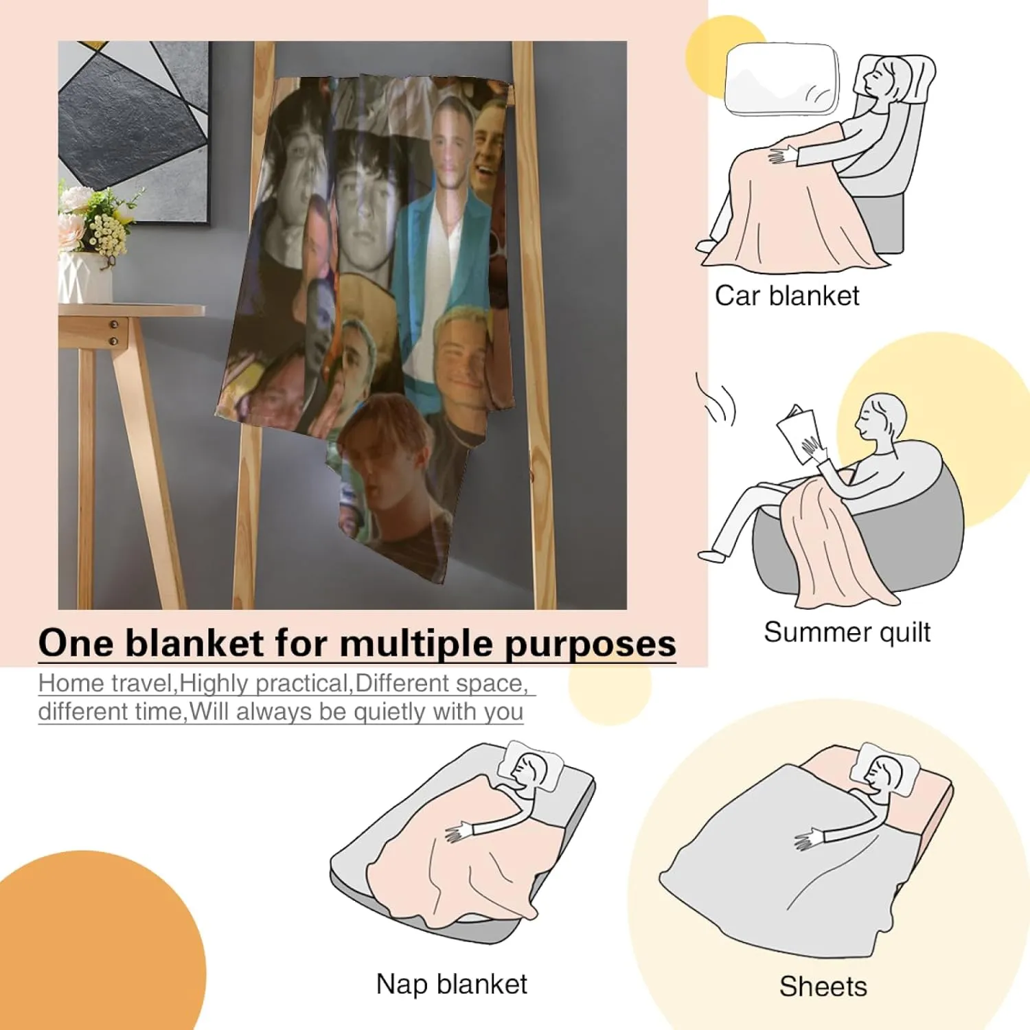 Flannel Blanket 280g Drew Actor Star Starkey Cozy Bedroom Outdoor Indoor Throw Air Conditioning Soft Warm Plush Blankets Sofa Living Room Home Decor-50×60"