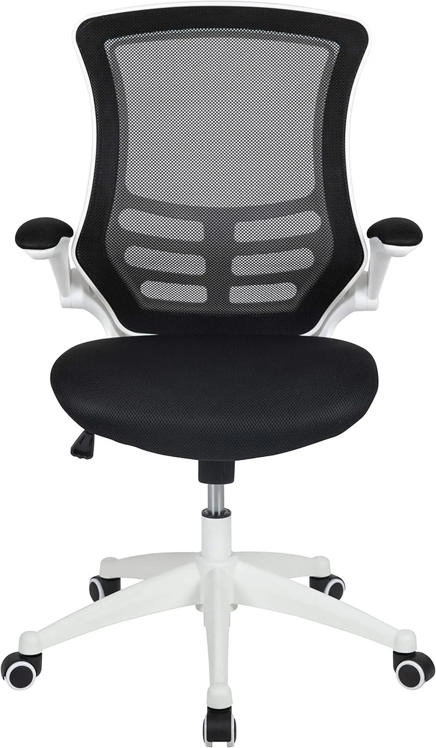 Flash Furniture Kelista Office Chair, Ergonomic, Mid-Back, White Frame, Black Mesh with Swivel