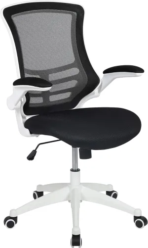 Flash Furniture Kelista Office Chair, Ergonomic, Mid-Back, White Frame, Black Mesh with Swivel