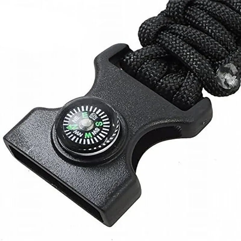 Flint Fire Starter 5In1 Survival Paracord Bracelet Whistle Compass Gear Tool Kit