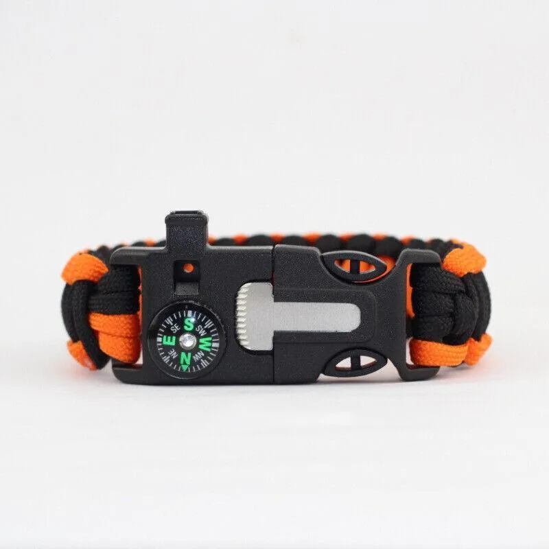 Flint Fire Starter 5In1 Survival Paracord Bracelet Whistle Compass Gear Tool Kit