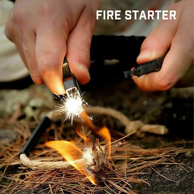 Flint Fire Starter 5In1 Survival Paracord Bracelet Whistle Compass Gear Tool Kit
