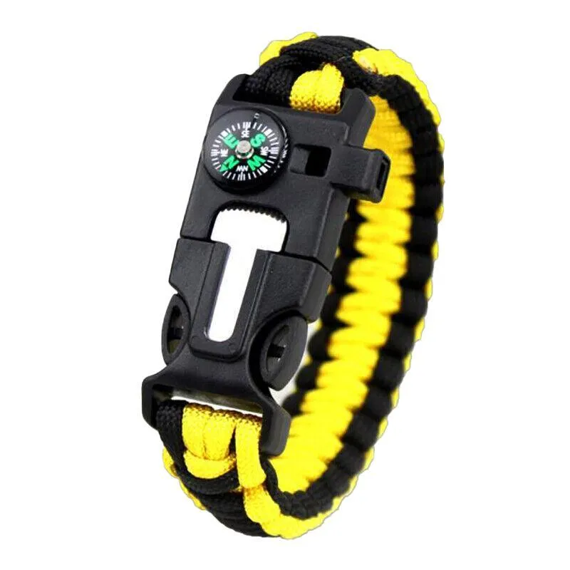 Flint Fire Starter 5In1 Survival Paracord Bracelet Whistle Compass Gear Tool Kit