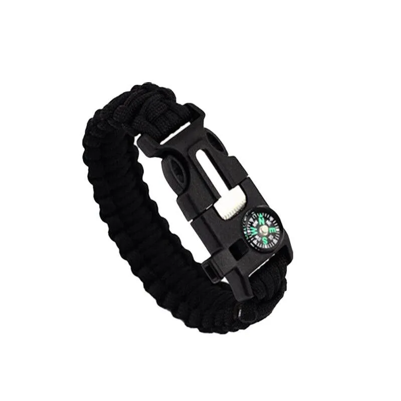 Flint Fire Starter 5In1 Survival Paracord Bracelet Whistle Compass Gear Tool Kit