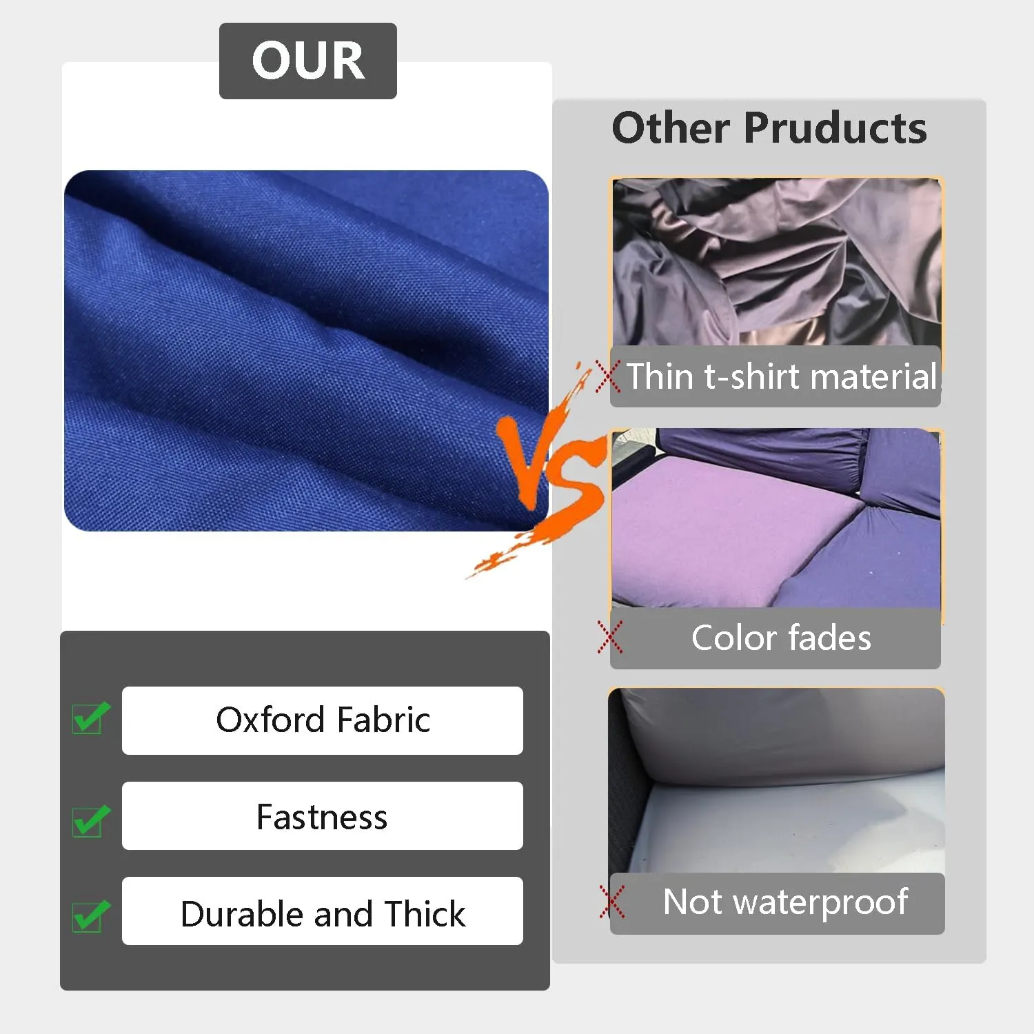 FLYMEI Patio Cushion Covers 20x20x2 Waterproof Outdoor Cushion Cover Replacement 4Packs Outdoor Seat Cushion Slipcover for Rattan Chair Sofa, Blue