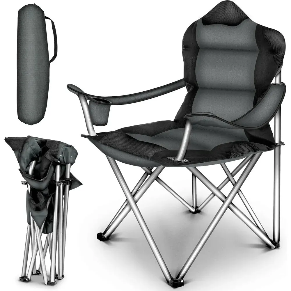 Foldable Camping Chair with Armrests and Cup Holder