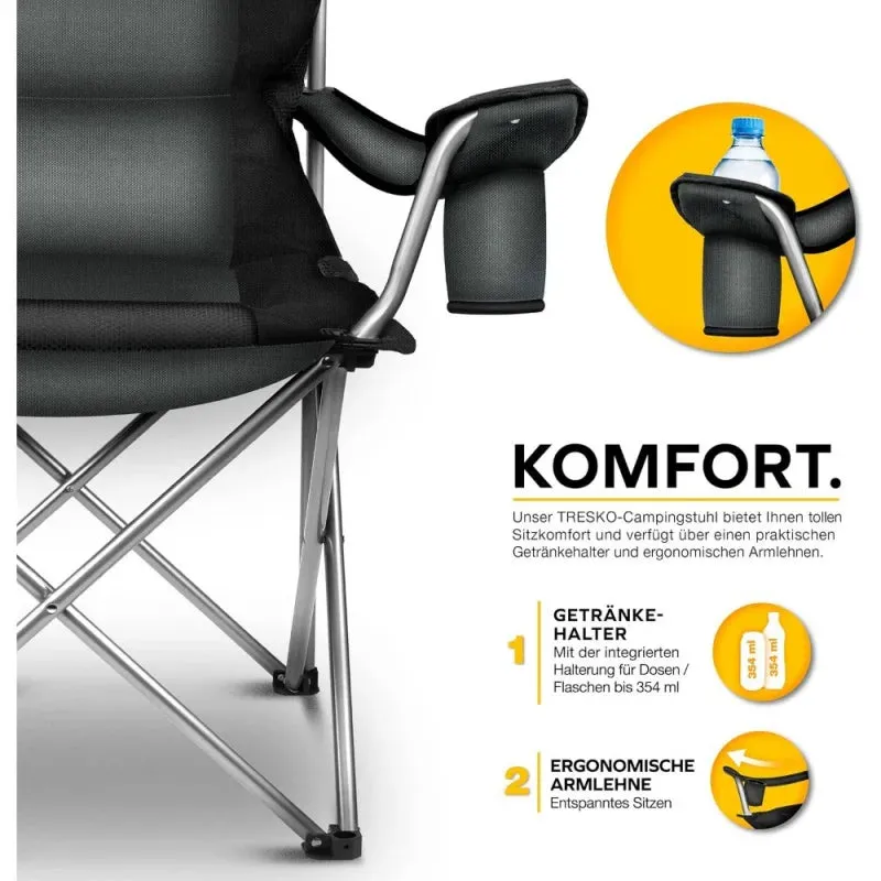 Foldable Camping Chair with Armrests and Cup Holder