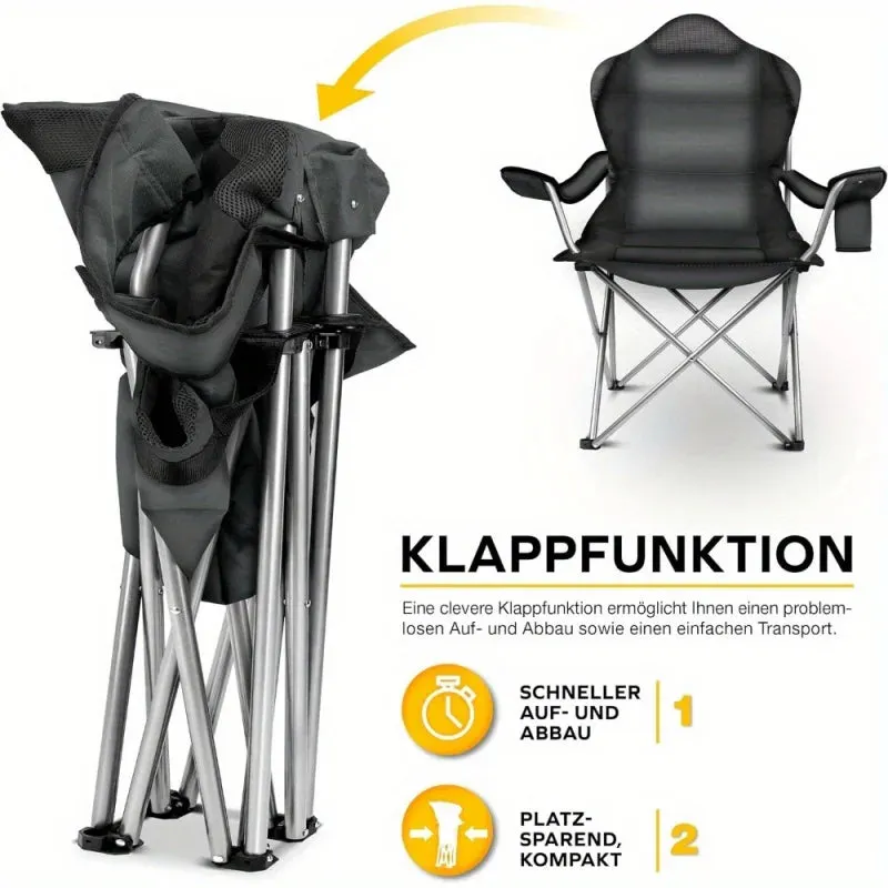 Foldable Camping Chair with Armrests and Cup Holder