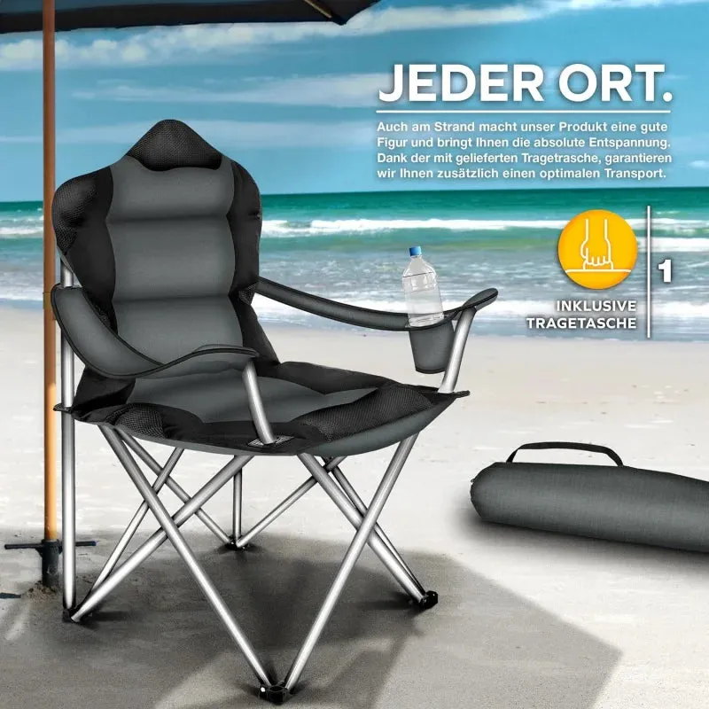 Foldable Camping Chair with Armrests and Cup Holder