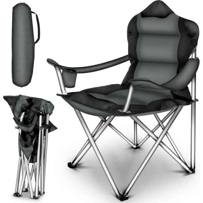 Foldable Camping Chair with Armrests and Cup Holder