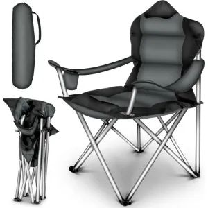 Foldable Camping Chair with Armrests and Cup Holder