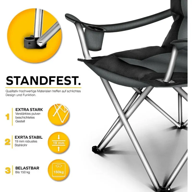 Foldable Camping Chair with Armrests and Cup Holder