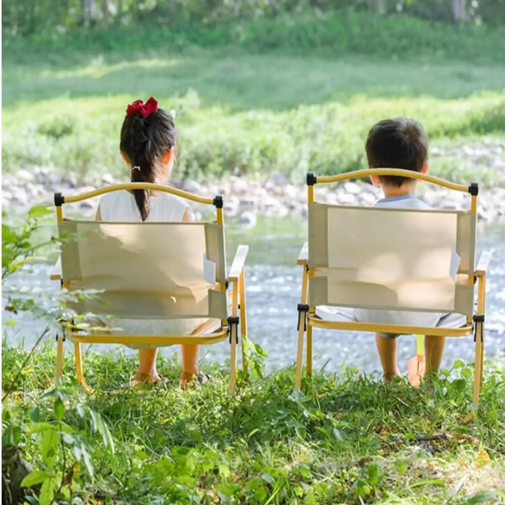 Foldable Outdoor Camping Chair, Portable Folding Beach Chair, Heavy Duty Seat Low Stool Lightweight for Picnic Fishing Hiking Lawn Backyard(Khaki,Large)