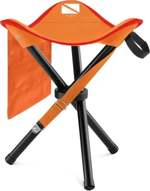 Foldable Tripod 13.4'' Stool - Ultra Portable Seat, Best for Youth Pocket - 1 lb Camping Stool, 3 Legged Strong Steel Stool, Height: 13.4 inches (Orange)