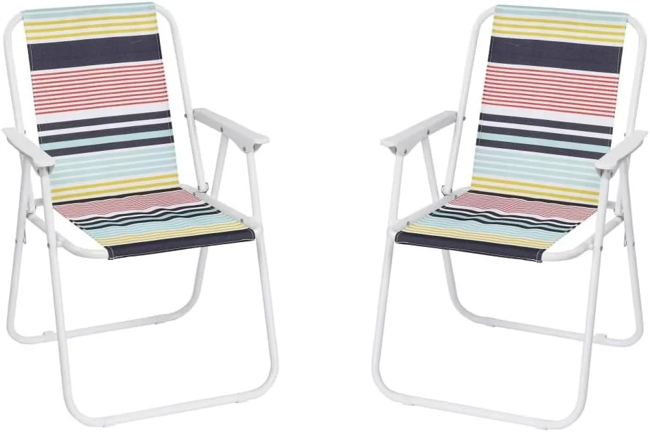 Folding Beach Chair,Patio Lawn Webbed Folding Chairs Set of 2,Outdoor Portable Lawn Chair for Adults, for Yard,Garden Dining