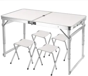 Folding Camping Table Set with 4 Portable Stools