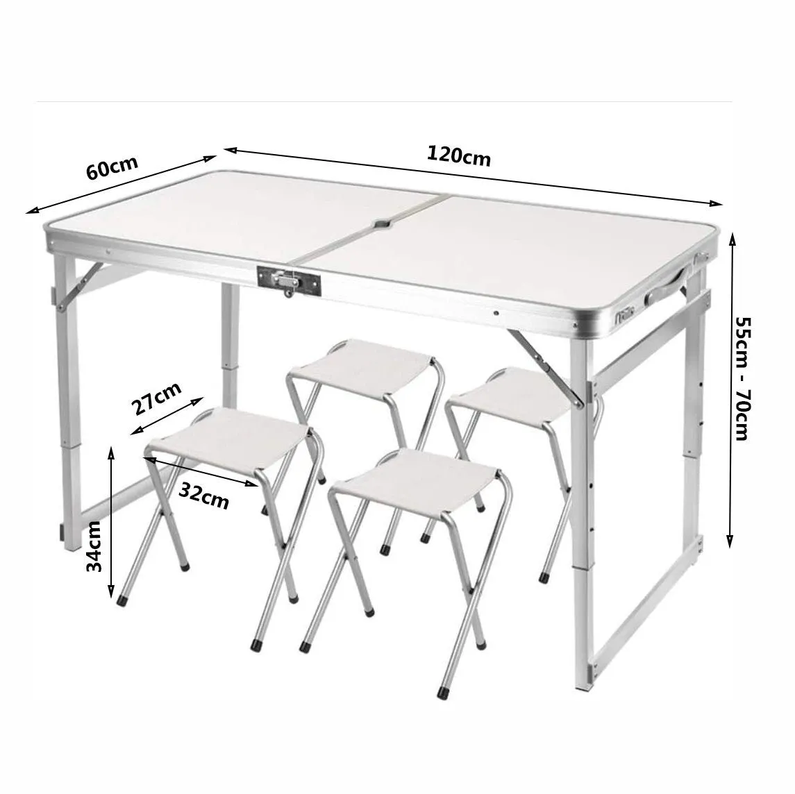Folding Camping Table Set with 4 Portable Stools