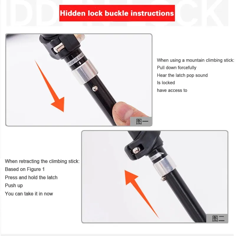 Folding Walking Poles with EVA Cork Handle - 3-Folded Rod Cane for Hiking and Sitting