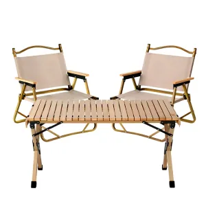 Folding Wooden Picnic Table and Chairs Set with Carry Bags