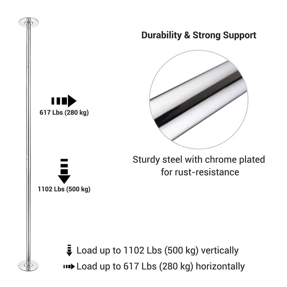 for Dancing Yescom Pole Home Exercise Cutting-edge software Supportive Fitness 10.8ft Pole Spinning