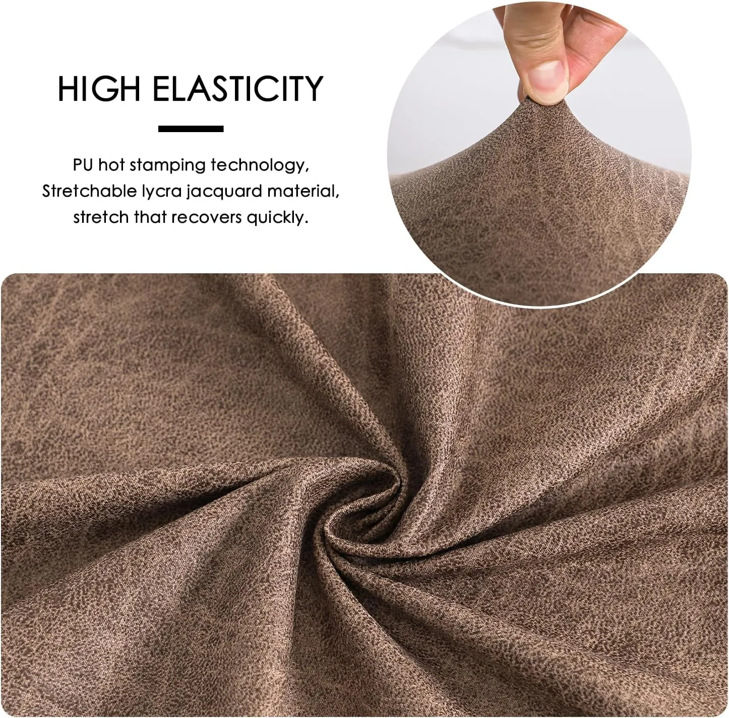 FORCHEER Bar Stool Chair Cover with Backs Set of 4 Hot Stamping Process Dining Chair Slipcovers Cafe Barstool Slipcover Square Removable Furniture Chair Seat Cover Elastic Bottom (4PC,Camel)