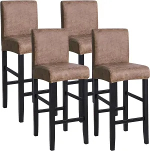 FORCHEER Bar Stool Chair Cover with Backs Set of 4 Hot Stamping Process Dining Chair Slipcovers Cafe Barstool Slipcover Square Removable Furniture Chair Seat Cover Elastic Bottom (4PC,Camel)