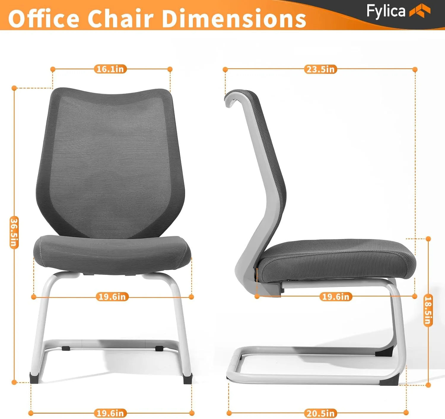 FYLICA Office Chairs No Wheels Conference Room Chair Breathable Mesh Upgraded Cushion and Sled Base, Mid Back Reception Chair No Armrests (1, Green)