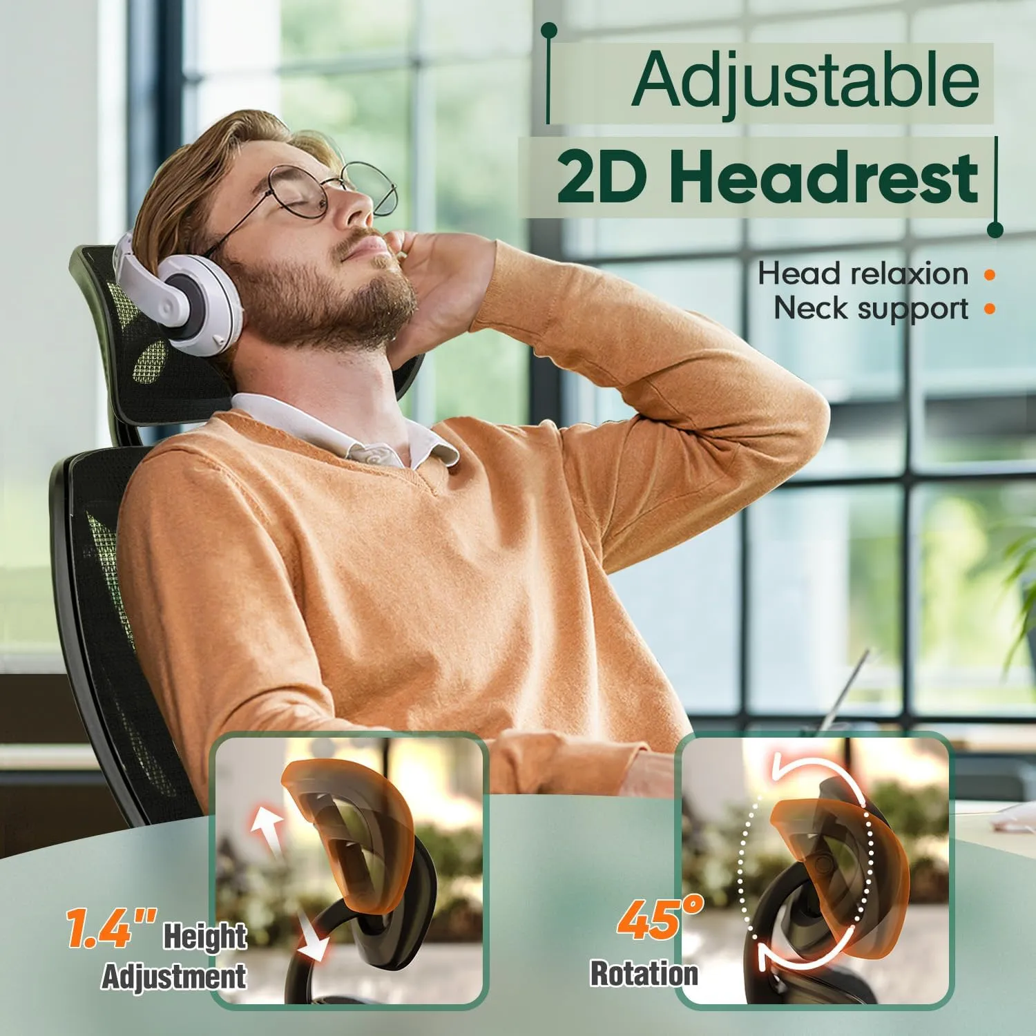 GABRYLLY Ergonomic Office Chair with Lumbar Support, Big and Tall Mesh Chairs with Adjustable 3D Arms, Headrest & Soft Seat, Large Desk Chair for Home Gaming,Black
