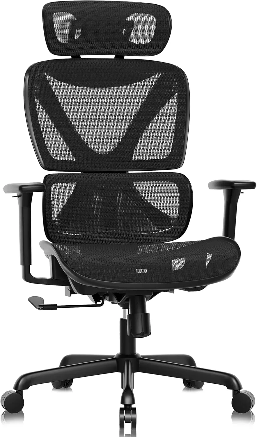 GABRYLLY Ergonomic Office Chair with Lumbar Support, Big and Tall Mesh Chairs with Adjustable 3D Arms, Headrest & Soft Seat, Large Desk Chair for Home Gaming,Black