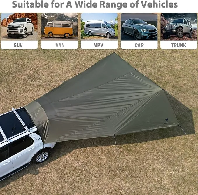GEERTOP Large Car Awning Camping Tarp SUV Tailgate Truck Canopy Sun Shade Waterproof Outdoor Rear Vehicle Awning Shelter for Van, MPV, Campers