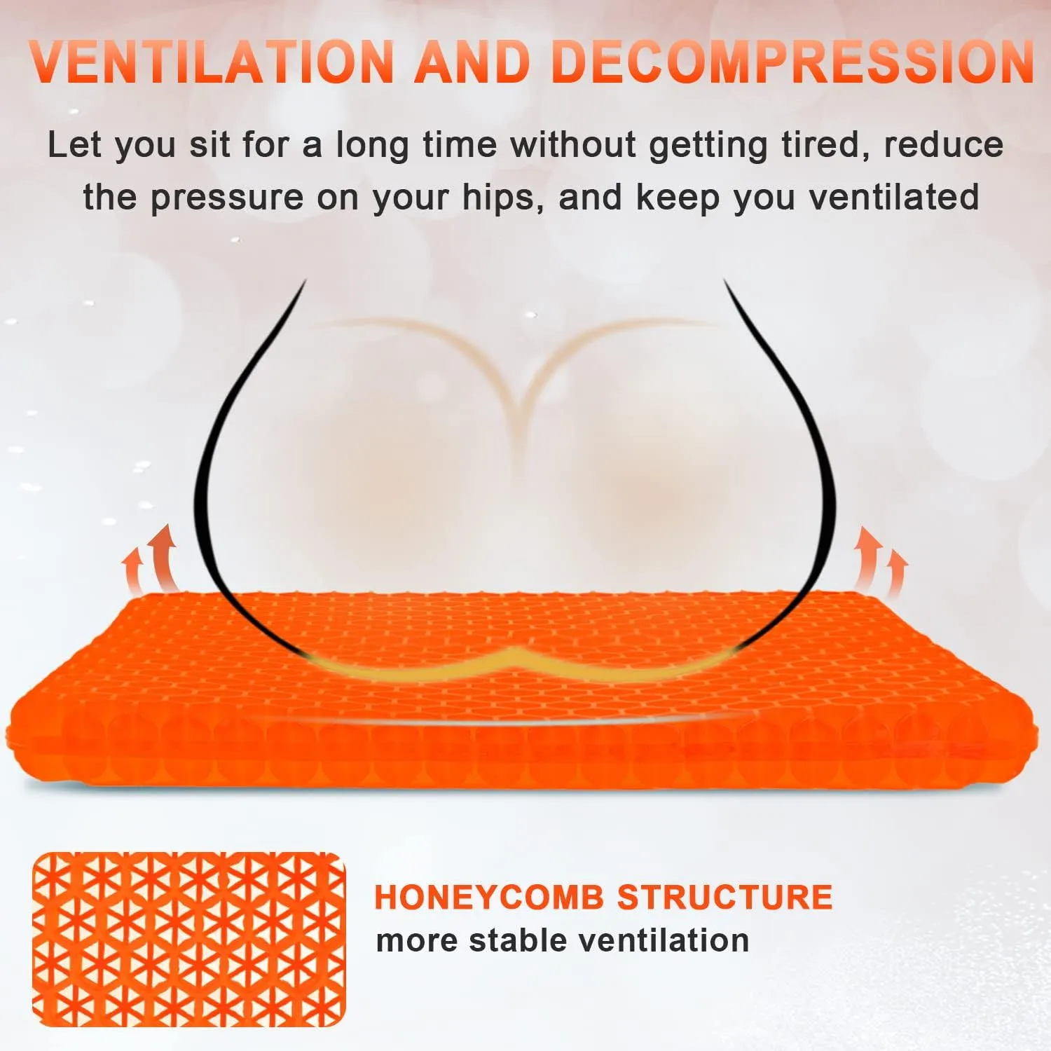 Gel Seat Cushion, Cooling seat Cushion (Super Large & Thick), Breathable Honeycomb Design Absorbs Pressure Points Seat Cushion, Gel Cushion for Office Chair, Home Car seat Cushion for Wheelchair