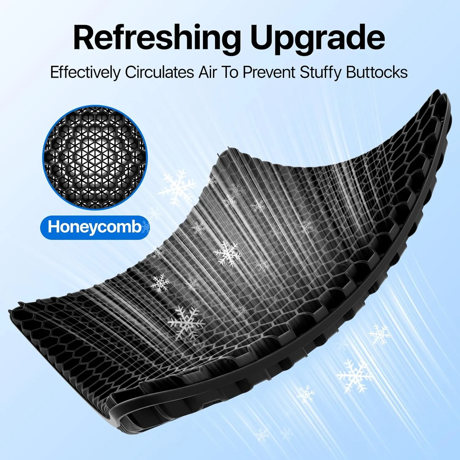 Gel Seat Cushion, Cooling (Super Large & Thick), Breathable Honeycomb Design Absorbs Pressure Points, Gel Cushion for Office Chair, Home Car seat Cushion for Wheelchair