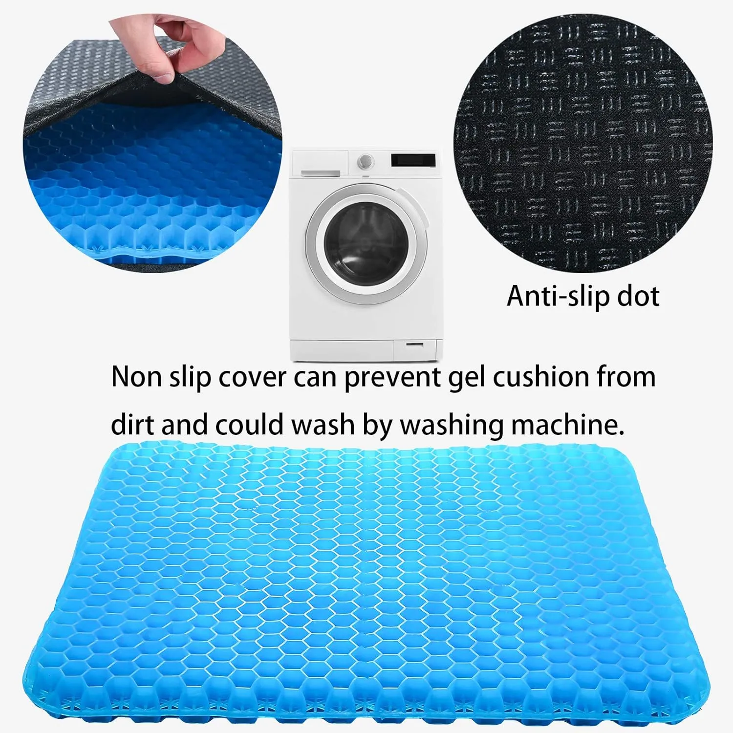 Gel Seat Cushion for Long Sitting, (20 Inch Extra Giant) Soft＆Breathable Gel Cushion for Sitting, Wheelchair Cushion, Egg Crate Cushion for Hip Pain, None Pressure Point Gel Seat Pads