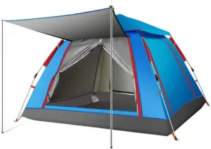 GeRRiT Two Doors 4 Season Tent for 3-4 Persons, Camping Automatic Pop Up Tent Waterproof Sun Shade Anti UV for Beach/Hiking/Backpacking/Fishing Instant Sun Shelter Canopy, Blue