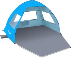 Gorich Easy Pop Up Beach Tent for 3-4 Person, UPF 50  UV Protection Beach Umbrella Sun Shelter, Portable Lightweight Cool Cabana Shade with Easy Foldable & Instant Setup