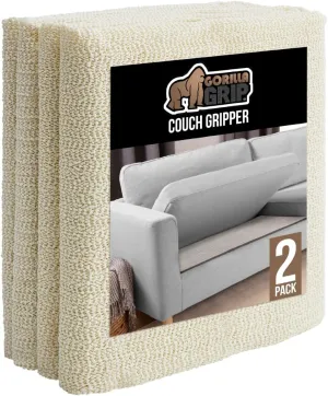 GORILLA GRIP Non Slip Couch Gripper, Prevents Couches from Sliding and Holds Bed in Place, Pad Grips Beds, Sofa, Mattresses, Chair Cushions and Helps Keep Topper from Slipping, Easy Trim Pads, 2 Pack