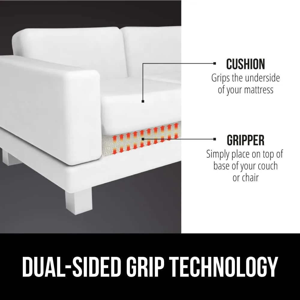 GORILLA GRIP Non Slip Couch Gripper, Prevents Couches from Sliding and Holds Bed in Place, Pad Grips Beds, Sofa, Mattresses, Chair Cushions and Helps Keep Topper from Slipping, Easy Trim Pads, 2 Pack