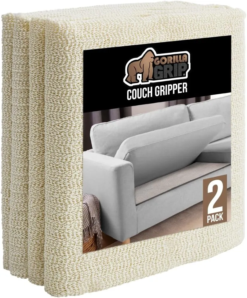 GORILLA GRIP Non Slip Couch Gripper, Prevents Couches from Sliding and Holds Bed in Place, Pad Grips Beds, Sofa, Mattresses, Chair Cushions and Helps Keep Topper from Slipping, Easy Trim Pads, 2 Pack