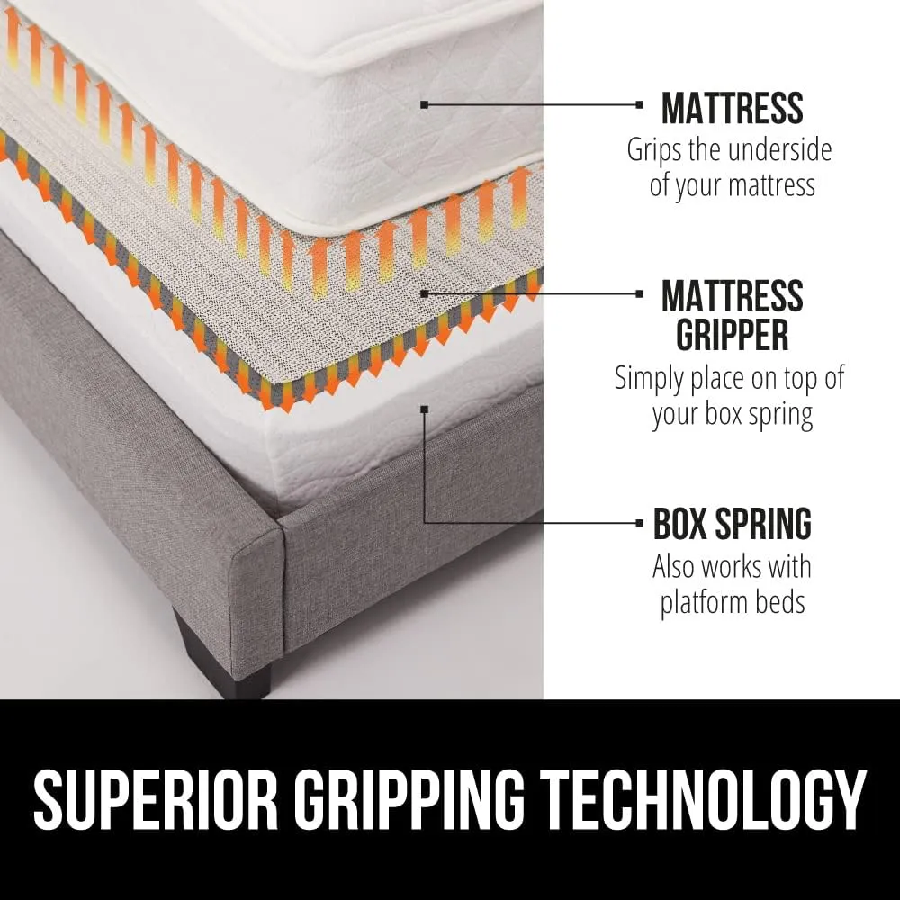 GORILLA GRIP Non Slip Mattress Gripper, Prevents Mattresses from Sliding and Holds Bed in Place, Pad Grips Beds, Sofa, Couch, Chair Cushions and Helps Keep Topper from Slipping, Easy Trim Pads, Full