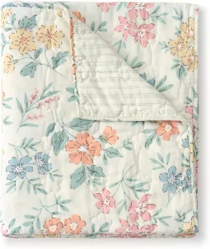 Greenland Home Chloe Reversible Modern Floral Quilted Cotton Quilted Throw Blanket, 50" x 60"