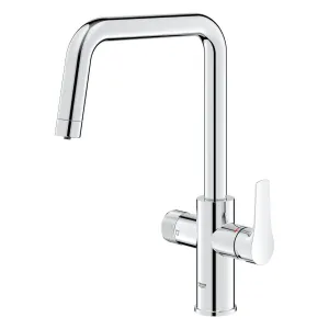 Grohe Kitchen Mono Mixer Tap Chrome Plated U Spout Blue Pure Water Filter