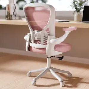 GYI Computer Desk Chair, Ergonomic Office Desk Chairs with Mesh Back, Adjustable Lumbar Support, Height, 3D Flip-up Arms, Wheels, Rocking Function (Pink)